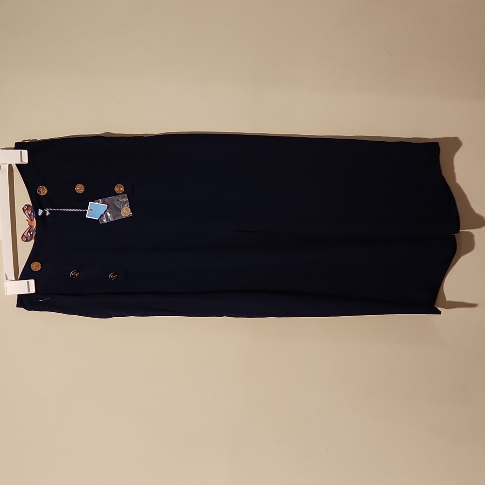 Draper James Navy Wide-Leg Sailor-Style Pants with Gold Buttons - Picture 5 of 14